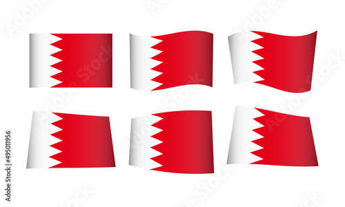 Bahrain Flag Set Bahrainian Flags National Symbol Banner Icon Vector Stickers Arabic Arab Asia Middle City Wave Country State Wavy Realistic Independence Culture Nation Republic Kingdom Every All Flag photo