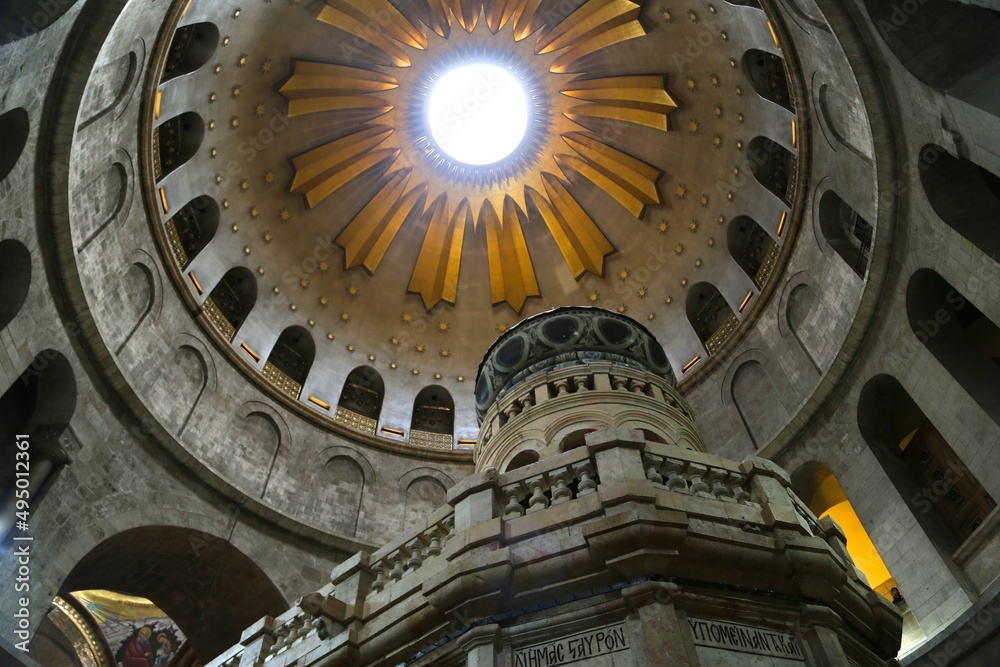 interior of church ceiling of holy sepulchre