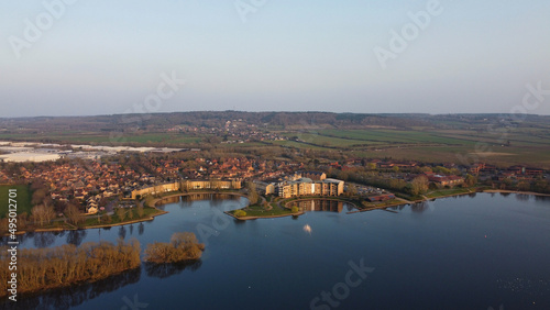 Best View of Caldecott Lake of England (caldecotte lake) drone footage photo