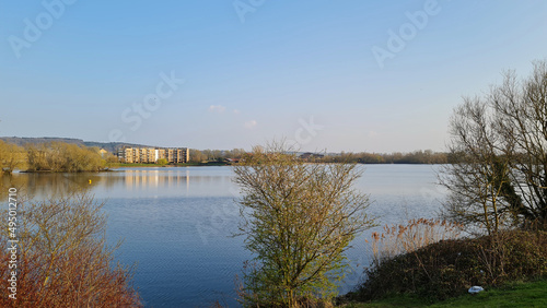 Best View of Caldecott Lake of England (caldecotte lake) drone footage photo