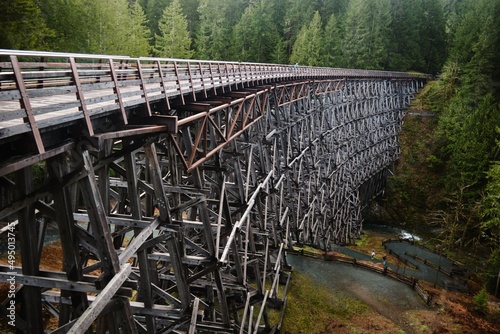Foto Wooden old trestle bridge on Vancouver Island