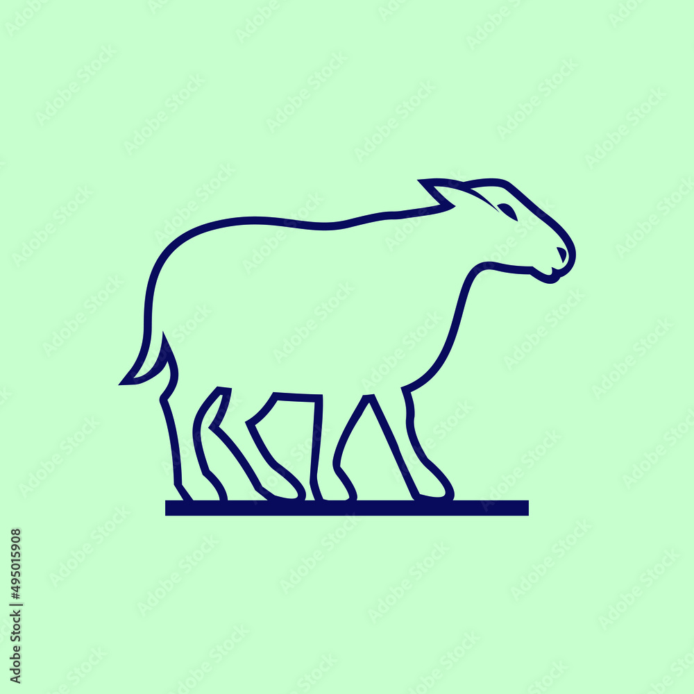 Fototapeta premium Line drawing goat. hand drew style goat icon