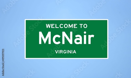 McNair, Virginia city limit sign. Town sign from the USA. photo