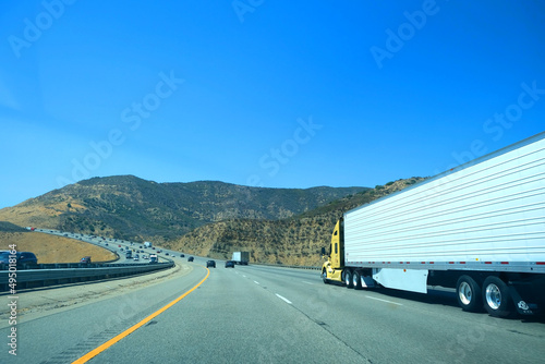 Cargo truck on a highway. images beautiful.