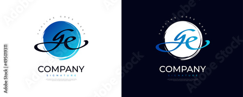 Initial G and E Logo Design in Elegant and Minimalist Handwriting Style. GE Signature Logo or Symbol for Wedding, Fashion, Jewelry, Boutique, and Business Identity