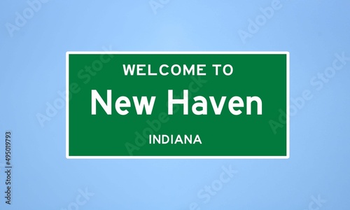 New Haven, Indiana city limit sign. Town sign from the USA.