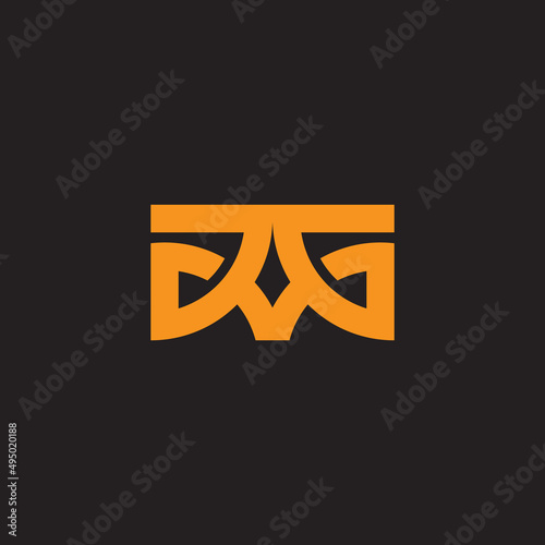 letter mg simple linked 3d flat geometric logo vector