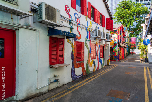 Photography Colorful buildings at Haji lane, Singapore at daytime.