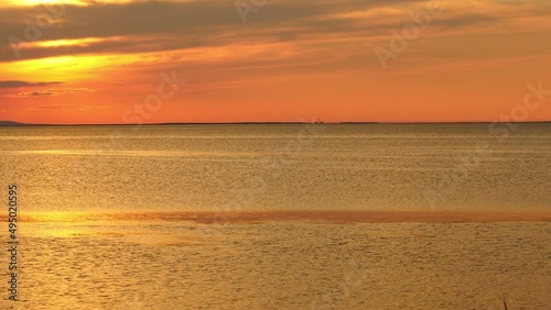 Beautiful sunset view of Lake Saroma. (Copy space)  photo