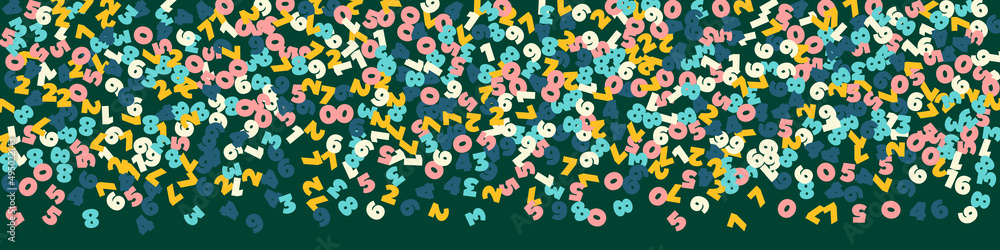 Falling pastel numbers. Math study concept with flying digits. Enchanting back to school mathematics banner on blackboard background. Falling numbers vector illustration.