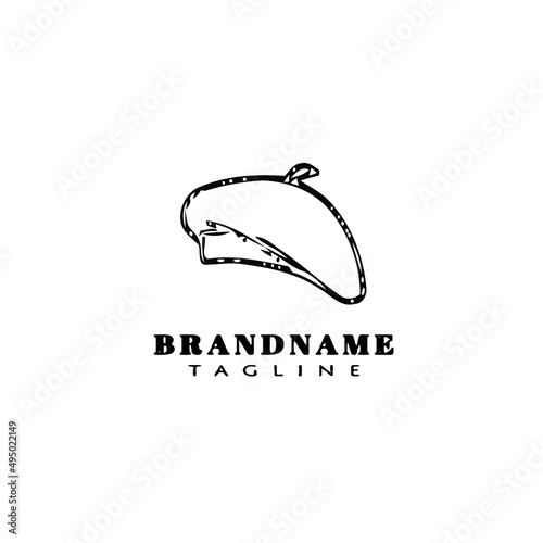 beret cartoon logo icon design template black isolated vector