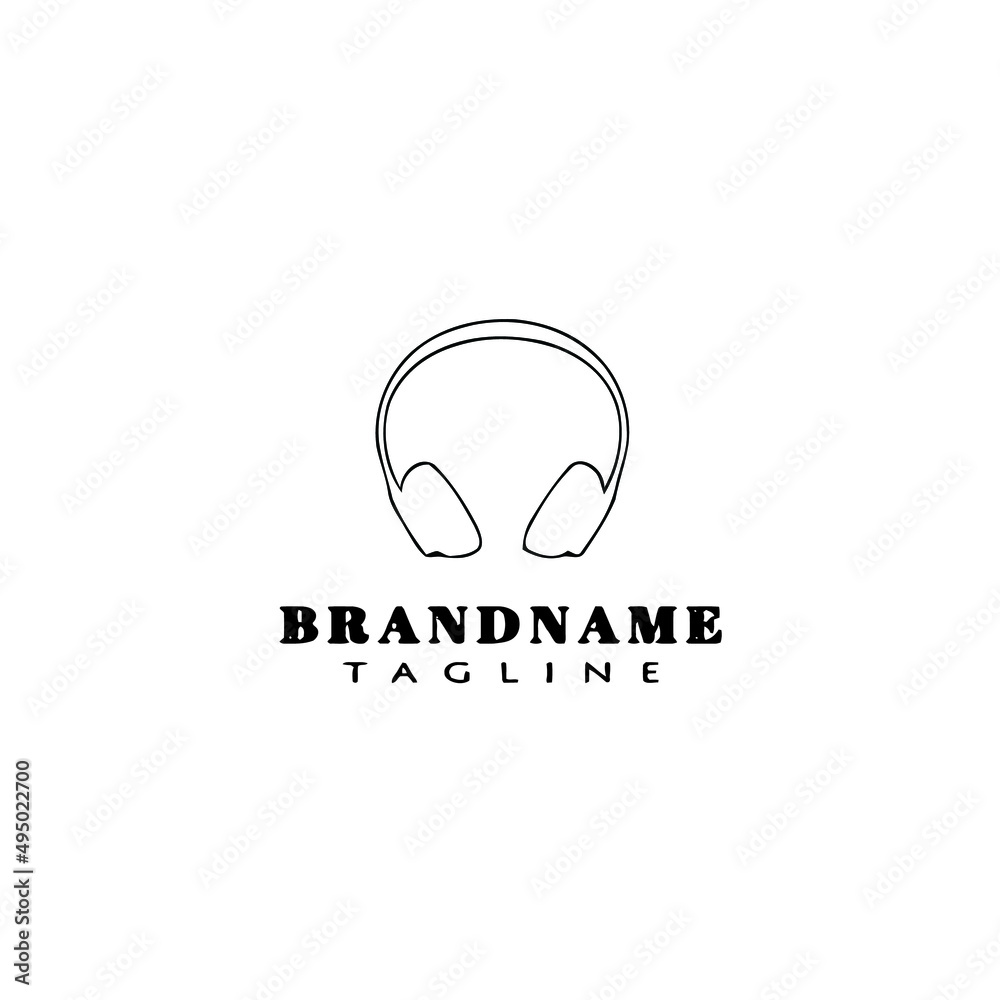 headset logo cartoon icon design template black isolated vector illustration