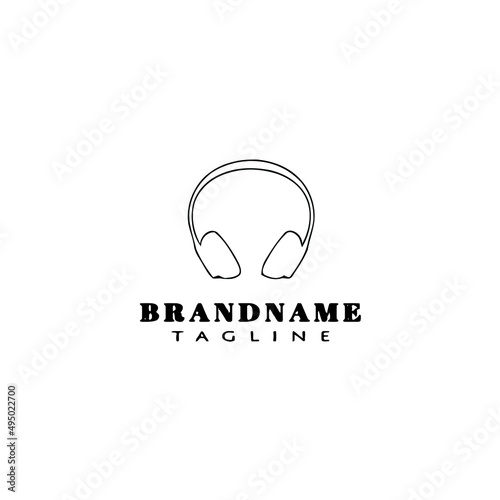 headset logo cartoon icon design template black isolated vector illustration