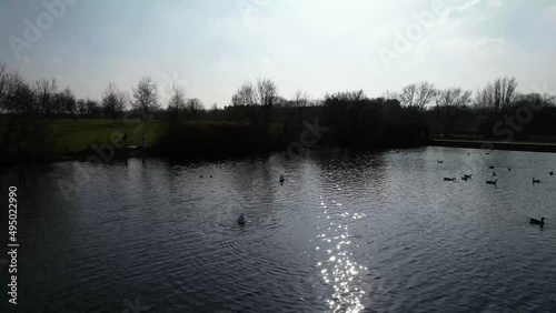 Best View of Caldecott Lake of England (caldecotte lake) drone footage photo