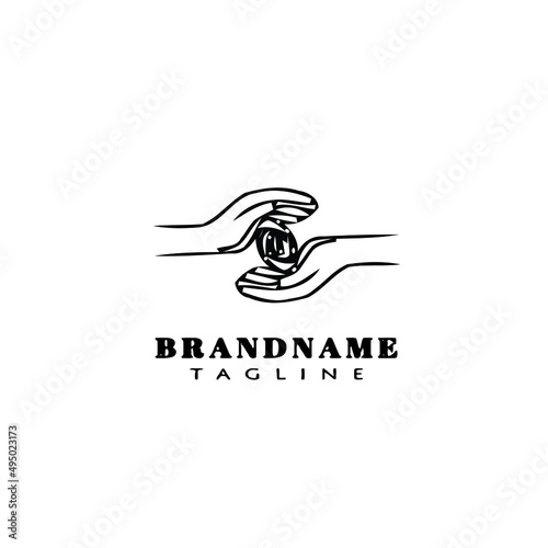 healing hand logo cartoon icon design template black isolated vector illustration