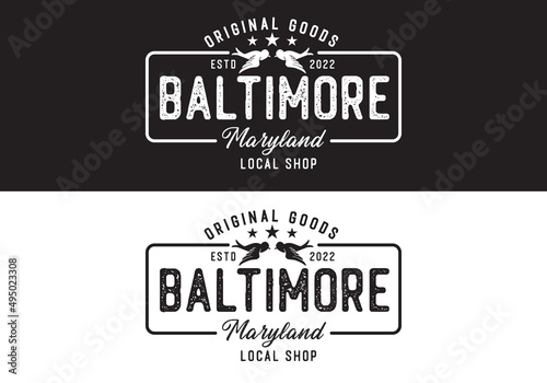 Typography Logo Baltimore Maryland Vector Illustration Template Good for Any Industry
