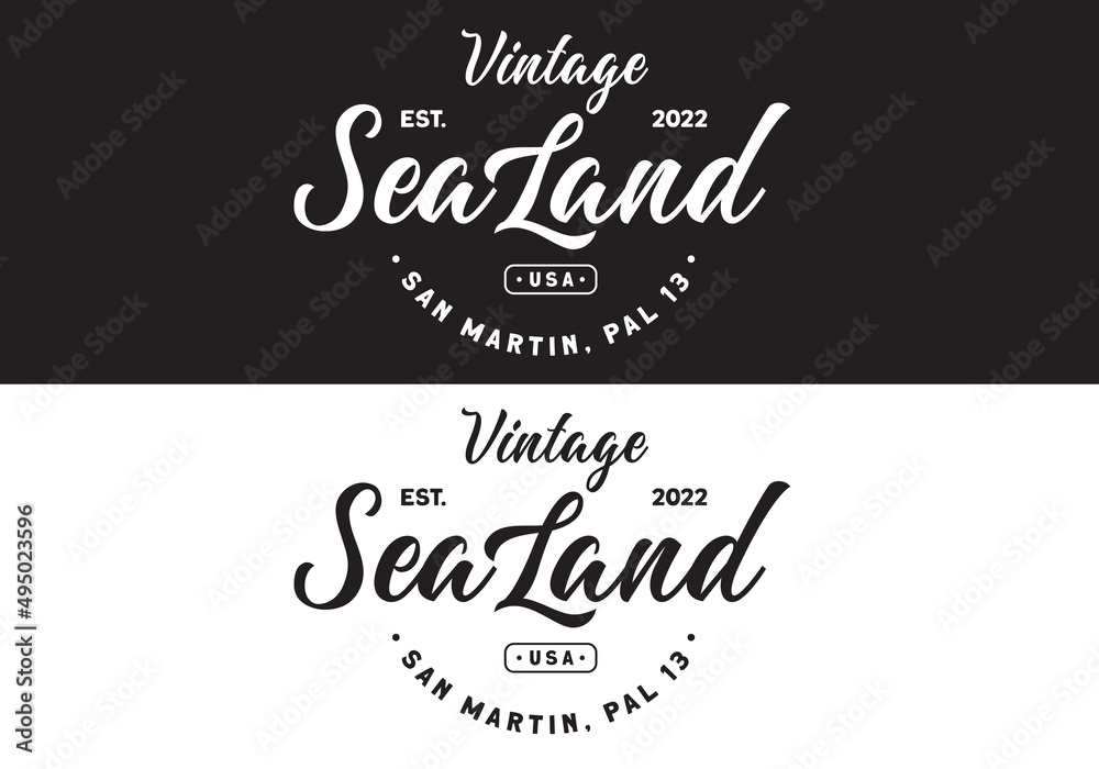 Typography Logo Sea land Vintage Vector Illustration Template Good for Any Industry