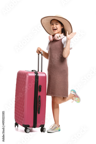 Cute little girl with suitc...