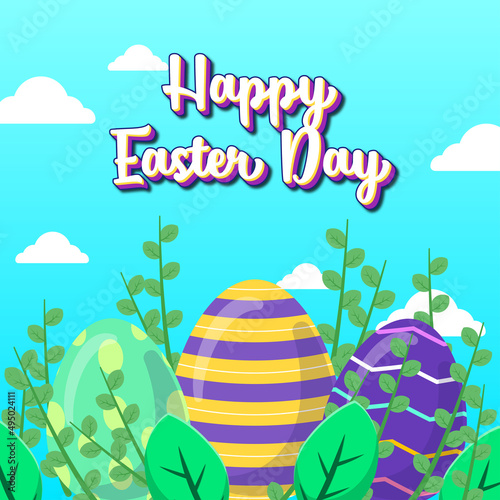 Flat happy easter day background
