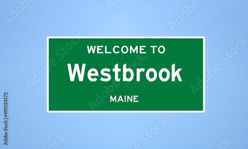 Westbrook, Maine city limit sign. Town sign from the USA. photo