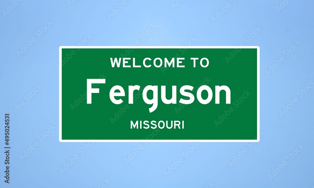 Ferguson, Missouri city limit sign. Town sign from the USA.