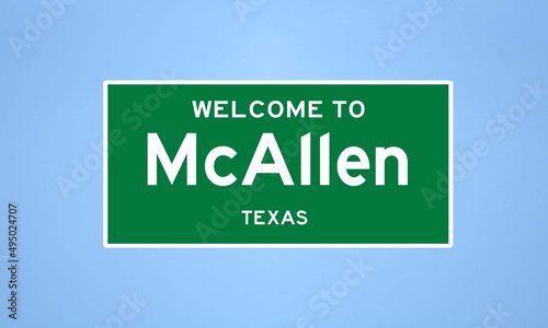 McAllen, Texas city limit sign. Town sign from the USA. photo