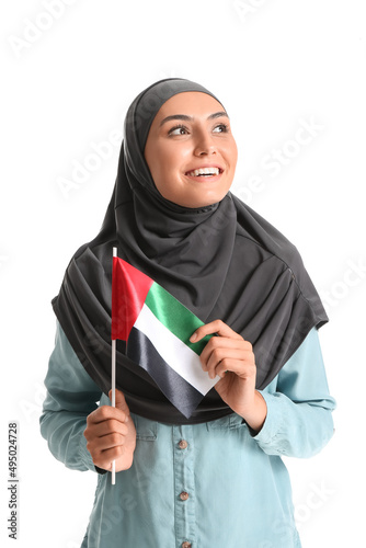 Young Muslim woman with UAE...
