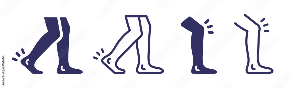 Legs icon set. Leg, ankle and knee icon vector illustration. Stock ...