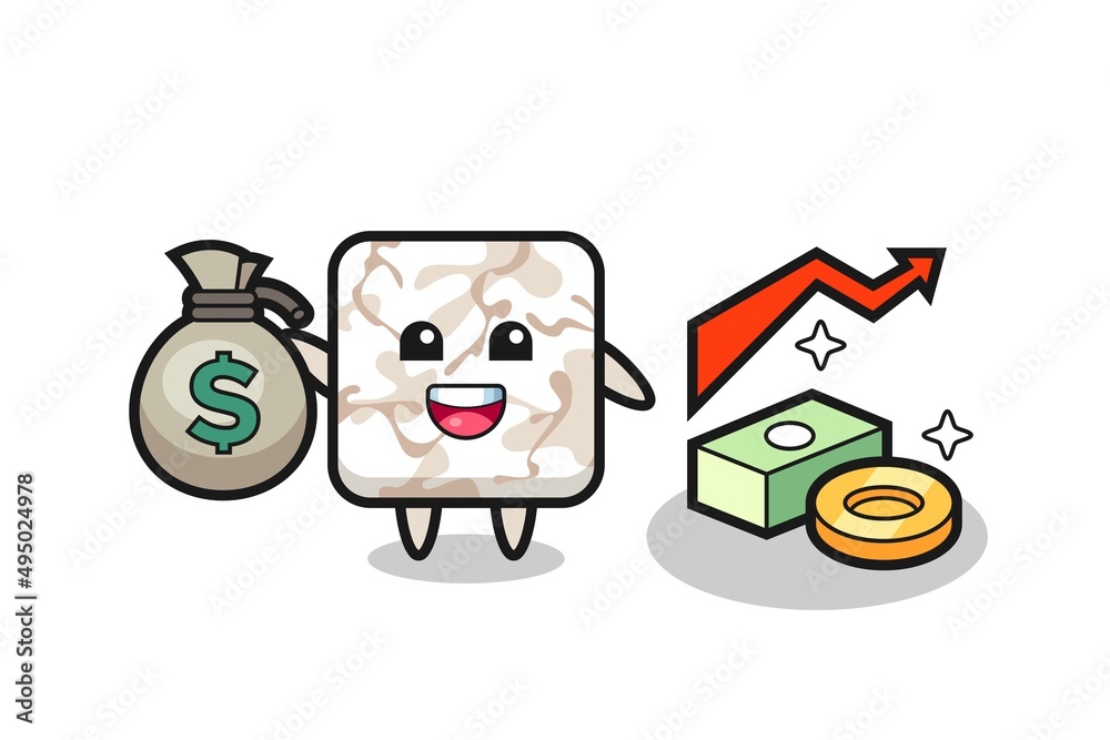 ceramic tile illustration cartoon holding money sack
