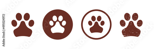 Paw print icon set. Vector illustration.
