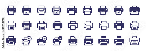 Printer icon collection. Printing machine symbol set vector illustration.