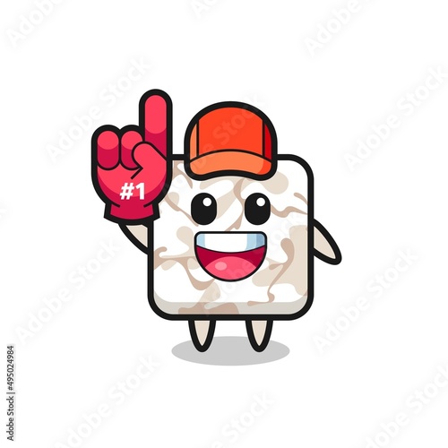 ceramic tile illustration cartoon with number 1 fans glove