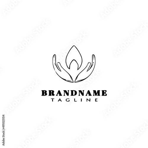 healing hand logo cartoon icon design template black isolated vector illustration