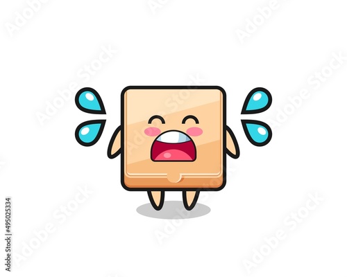pizza box cartoon illustration with crying gesture