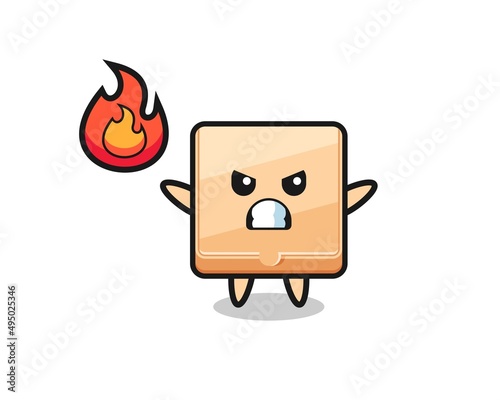 pizza box character cartoon with angry gesture