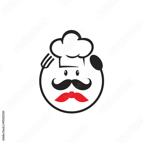Chef silhouette cartoon logo design vector