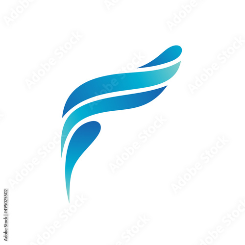 Letter F Waves Illustration Logo Vector