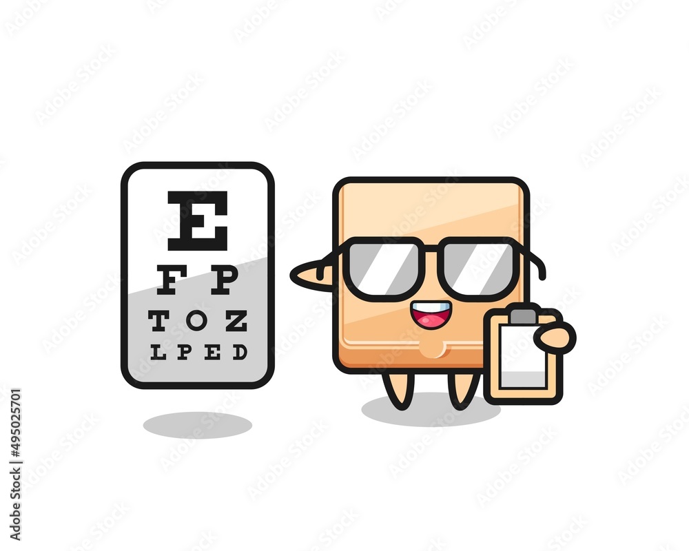 Illustration of pizza box mascot as an ophthalmology
