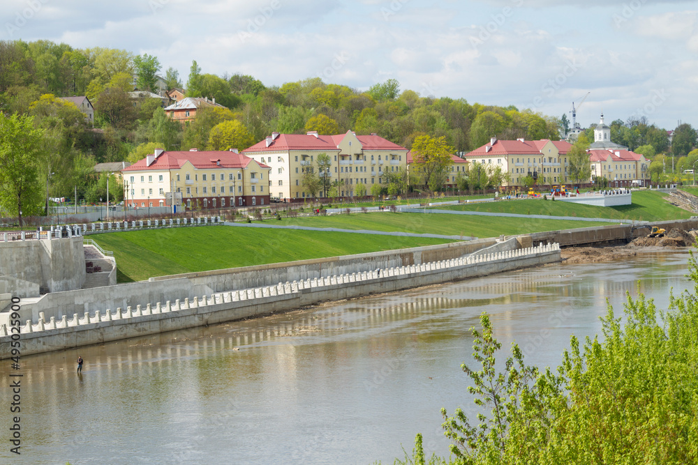 Smolensk and Dnepr river landscape on spring in Russia. Smolensk landscape with river Dnepr.
