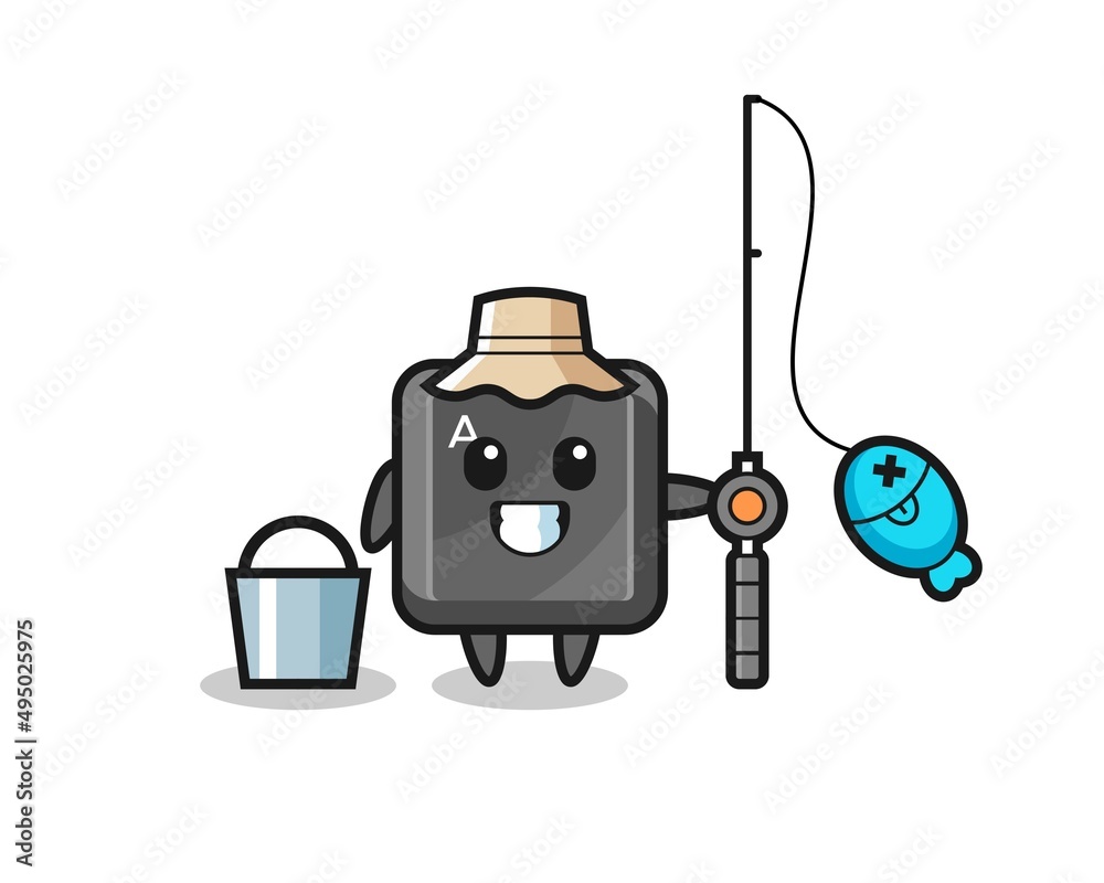 Mascot character of keyboard button as a fisherman Mascot character of keyboard button as a fisherman