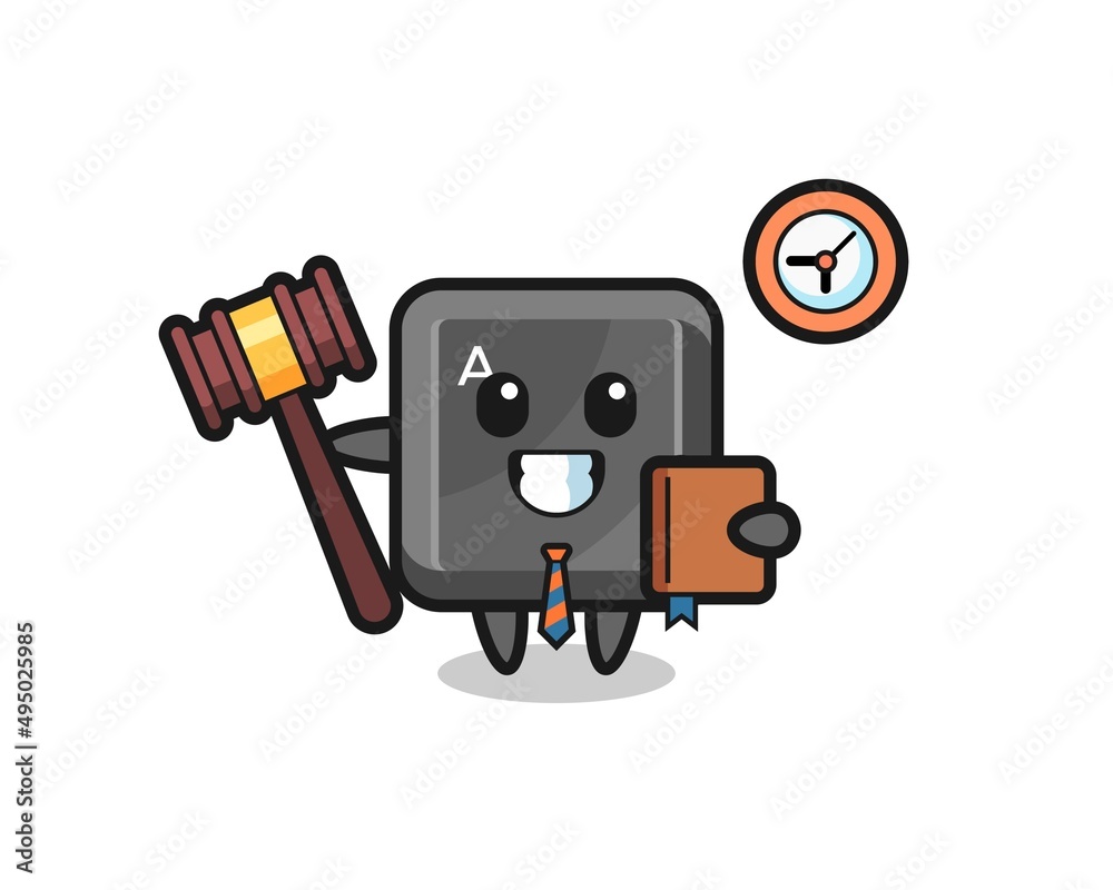 Mascot cartoon of keyboard button as a judge Mascot cartoon of keyboard button as a judge