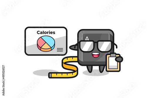 Illustration of keyboard button mascot as a dietitian