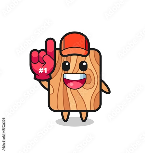 plank wood illustration cartoon with number 1 fans glove