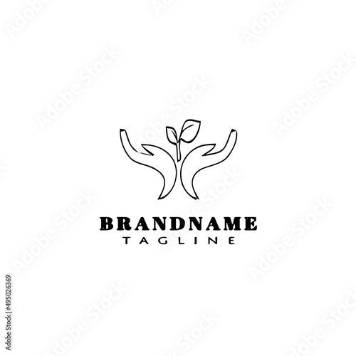 healing hand logo cartoon icon design template black isolated vector illustration