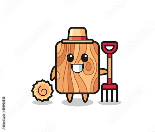Mascot character of plank wood as a farmer © heriyusuf