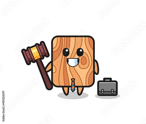 Illustration of plank wood mascot as a lawyer
