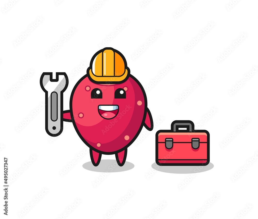 Mascot cartoon of prickly pear as a mechanic Mascot cartoon of prickly pear as a mechanic