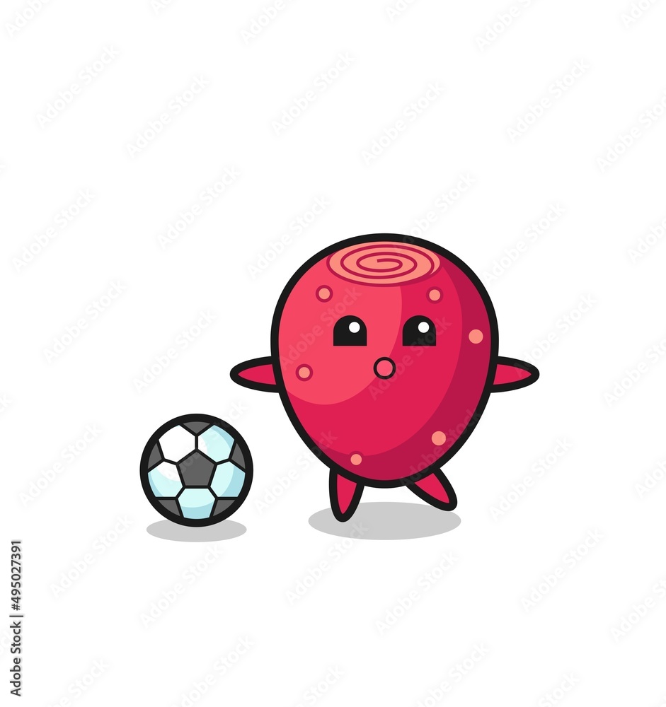 Naklejka premium Illustration of prickly pear cartoon is playing soccer