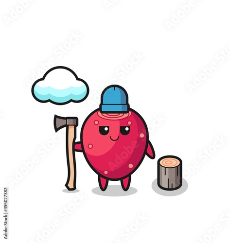 Character cartoon of prickly pear as a woodcutter