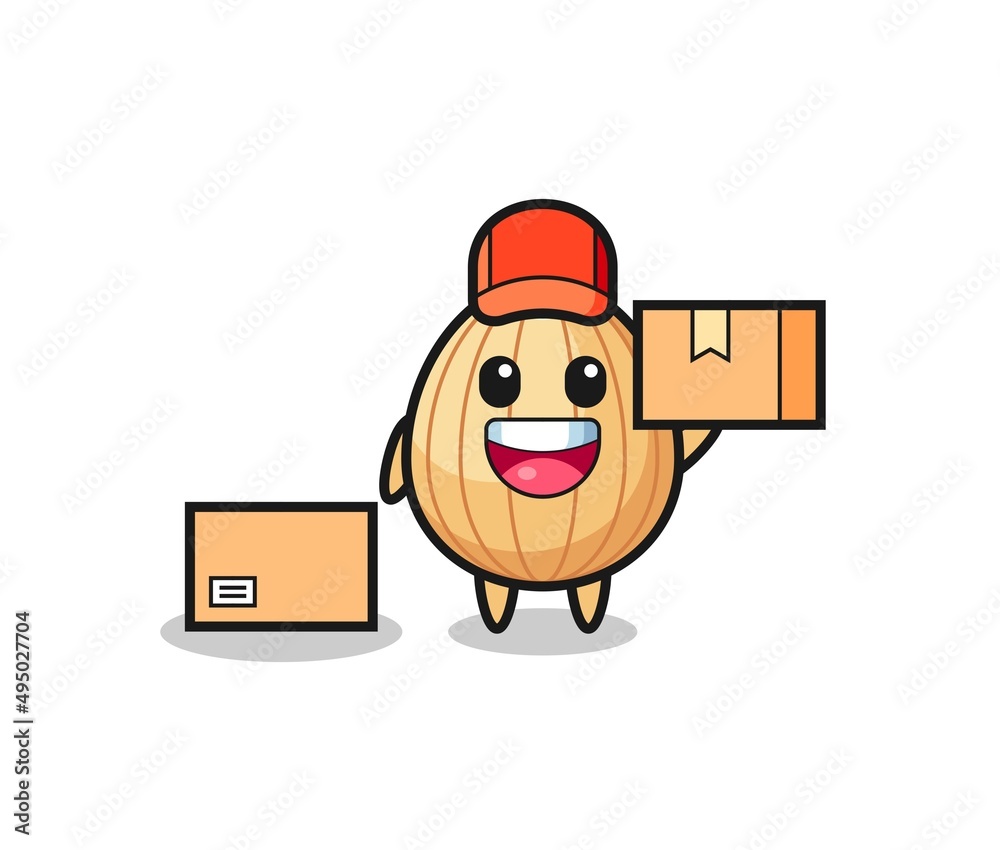 Mascot Illustration of almond as a courier